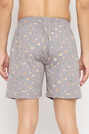 Back listing image for John Players 3 Pocket Printed Boxers in Grey - 100% Cotton 
