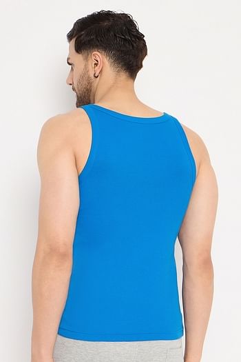 Back listing image for John Players Classic Cotton Ribbed Vest in Blue	