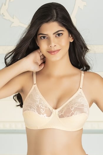 Clovia Lace Non-Padded Non-Wired Full Coverage Sexy Bra In Brown