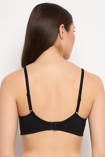Back listing image for Lace Non-Padded Non-Wired Full Coverage Plus Size Bra in Black