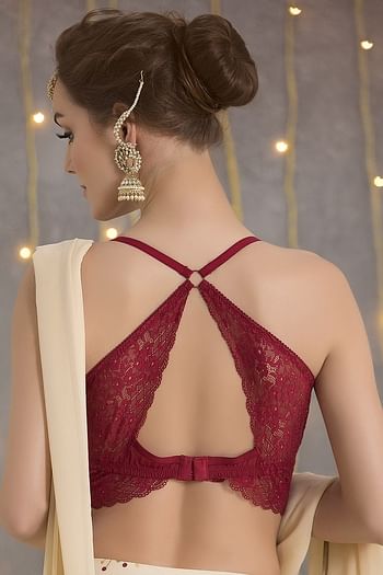 Back listing image for Padded Non-Wired Longline Bralette with Racerback - Lace