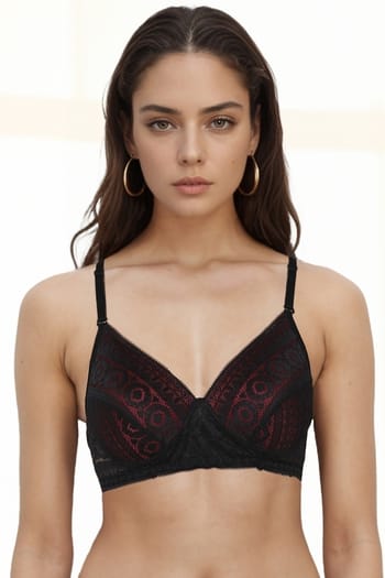 Clovia Lace Padded Non-Wired Multiway Bridal Bra in Black