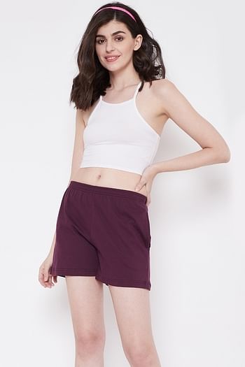 Front listing image for Chic Basic Boxer Shorts in Purple- Cotton Rich