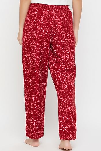 Back listing image for Dot Print Pyjama in Maroon - Rayon