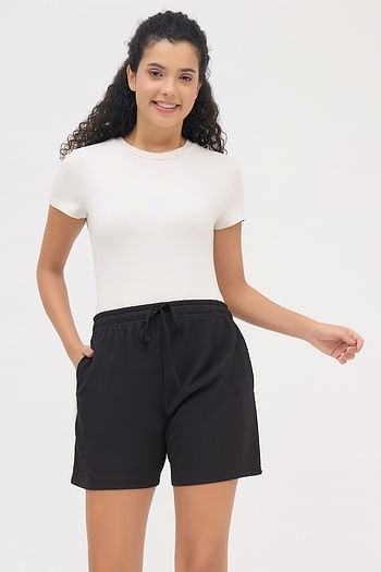 Front listing image for Chic Basic Shorts in Black - Waffle