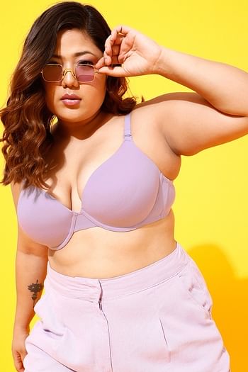 Front listing image for Level 1 Push-Up Underwired Demi Cup Multiway T-shirt Bra in Lilac - Cotton