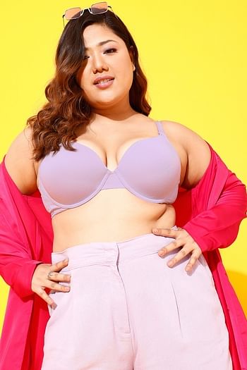 Back listing image for Level 1 Push-Up Underwired Demi Cup Multiway T-shirt Bra in Lilac - Cotton
