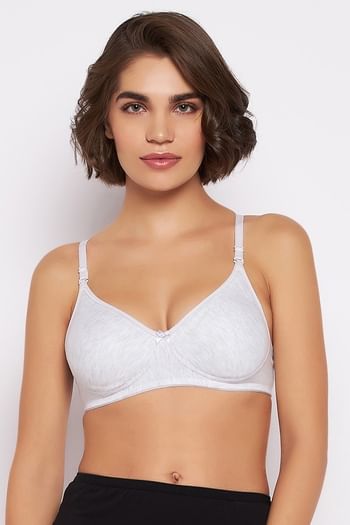 Front listing image for Lightly Padded Non-Wired Demi Cup Multiway T-shirt Bra in Grey Melange - Cotton Rich	