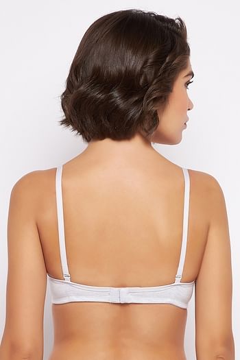 Back listing image for Lightly Padded Non-Wired Demi Cup Multiway T-shirt Bra in Grey Melange - Cotton Rich	