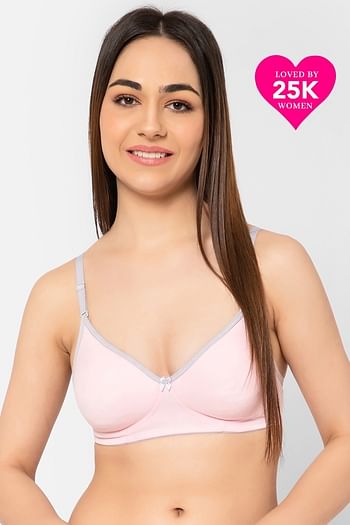 Front listing image for Lightly Padded Non-Wired Full Cup Multiway T-shirt Bra in Baby Pink - Cotton Rich