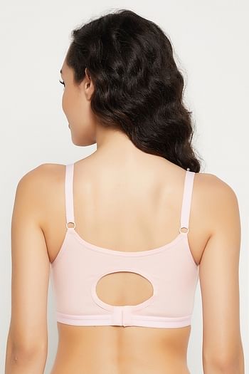Back listing image for Lightly Padded Non-Wired Full Figure Feeding Bra in Baby Pink - Cotton Rich