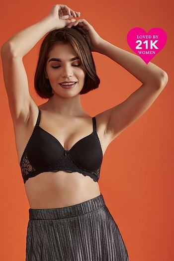 Front listing image for Lightly Padded Non-Wired Multiway Bridal Bra in Black- Lace