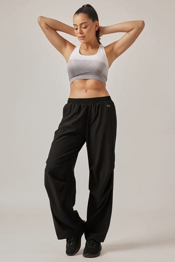 Front listing image for Low Impact Seamless Ombre Print Sports Bra & Black Active Track Pants