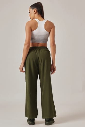 Back listing image for Low Impact Seamless Ombre Print Sports Bra & Olive Colour Active Track Pants