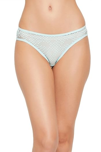 Front listing image for Low Waist Bikini in Baby Blue - Lace