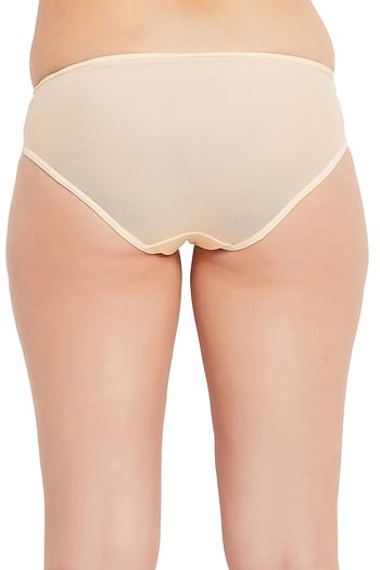 Back listing image for Low Waist Bikini Panty in Cream Colour with Sheer Back - Lace