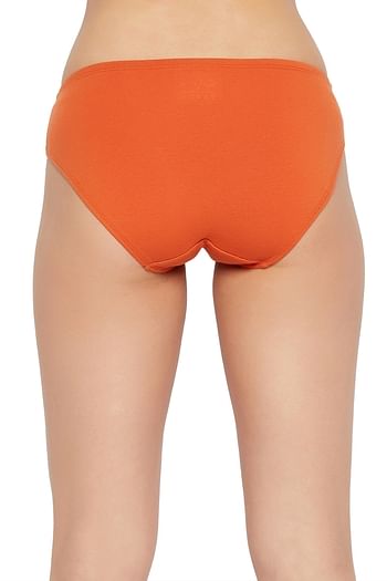 Back listing image for Low Waist Bikini Panty in Orange with Inner Elastic - Cotton