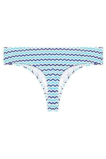 Back listing image for Low Waist Chevron Print Thong in Sky Blue with Inner Elastic - Cotton