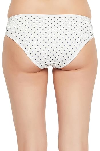Back listing image for Low Waist Polka Dot Print Bikini Panty in White 	