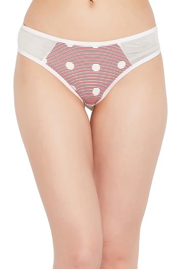 Front listing image for Low Waist Printed Bikini Panty in White