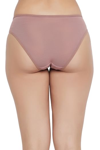 Back listing image for Low Waist Sheer Bikini Panty in Brown - Lace