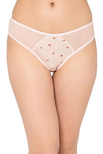 Front listing image for Low Waist Strawberry Print Bikini Panty in Soft Pink