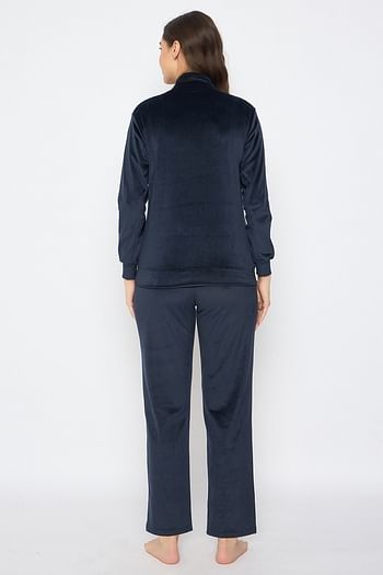 Back listing image for Chic Basic Jacket & Pyjama Set in Navy - Velour