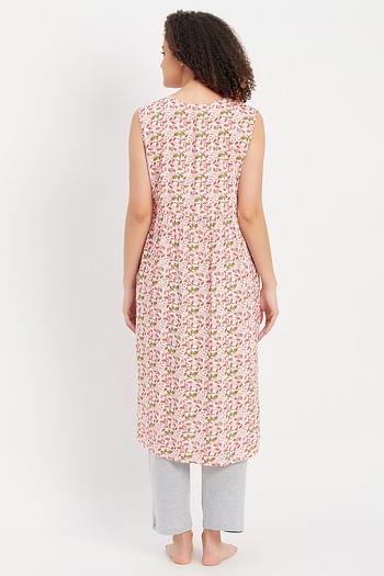 Back listing image for Maternity Leaf Print Tunic Top in White & Chic Basic Pyjama in Grey - Cotton