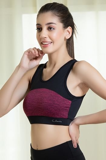 Back listing image for Medium Impact Padded Sports Bra in Pink with Removable Cups