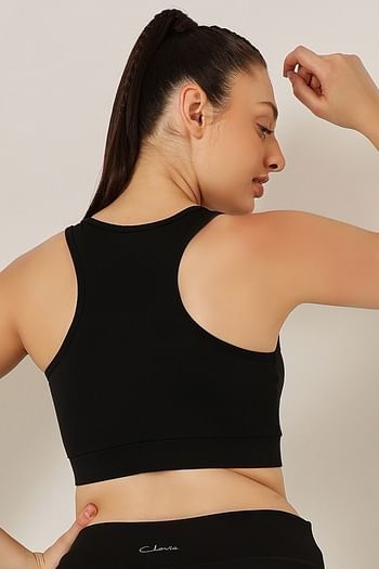 Back listing image for Medium Impact Padded Racerback Sports Bra in Black