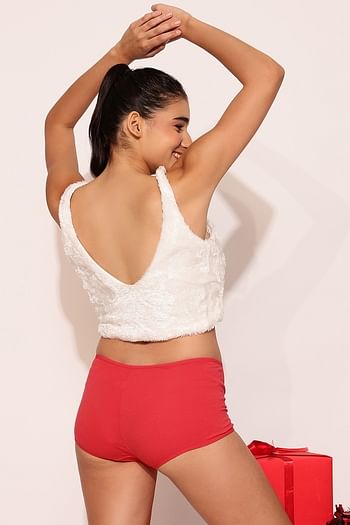 Back listing image for Mid Waist Boyshorts in Red - Cotton