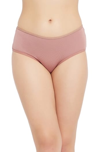 Clovia Mid Waist Hipster Panty in Dusky Pink - Cotton