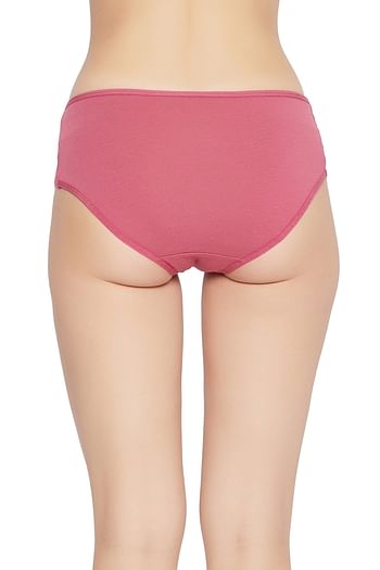 Back listing image for Mid Waist Hipster Panty in Dusky Pink with Lace Inserts - Cotton	
