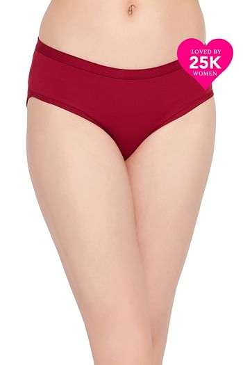 Front listing image for Mid Waist Hipster Panty in Maroon - Cotton