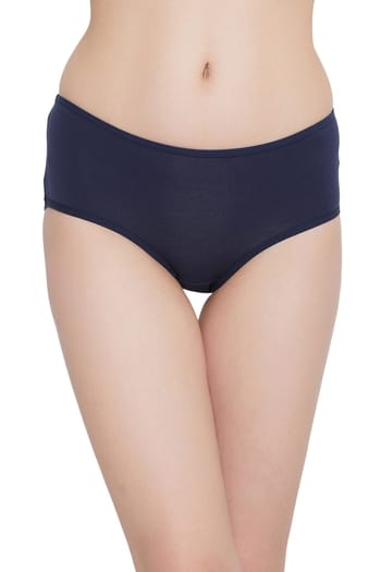 Clovia Mid Waist Hipster Panty in Navy - Cotton