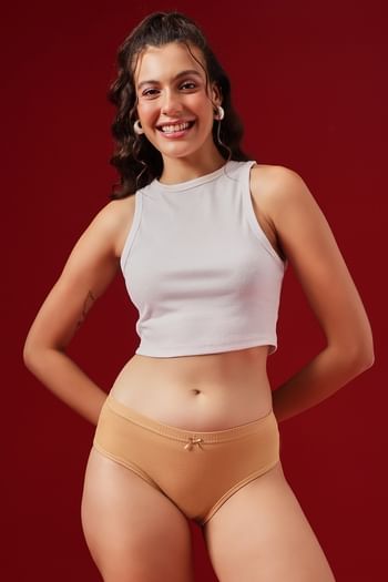 Front listing image for Mid Waist Hipster Panty in Nude Colour - Cotton