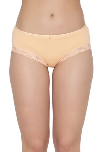 Clovia Mid Waist Hipster Panty in Peach Colour - Cotton