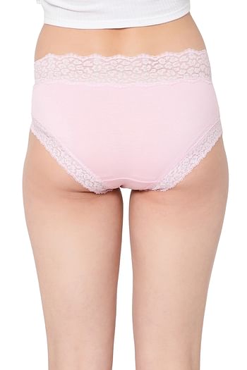 Back listing image for Mid Waist Hipster Panty in Baby Pink - Cotton