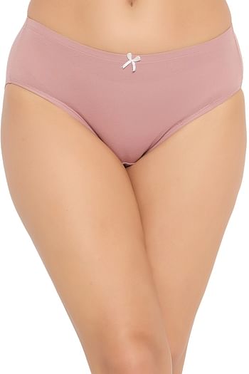 Front listing image for Mid Waist Hipster Panty with Inner Elastic in Mauve - Cotton