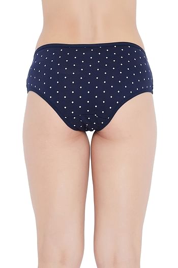 Back listing image for Mid Waist Polka Print Hipster Panty in Navy - Cotton	
