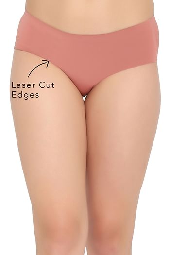 Front listing image for Mid Waist Seamless Laser Cut Hipster Panty in Nude Colour