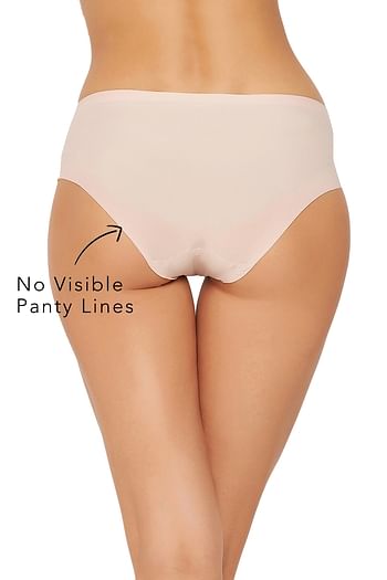 Back listing image for Mid Waist Seamless Laser-Cut Hipster Panty in Peach Colour