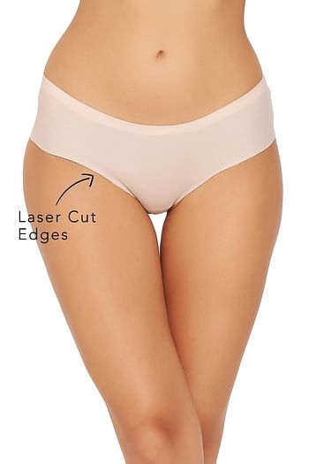 Front listing image for Mid Waist Seamless Laser-Cut Hipster Panty in Peach Colour