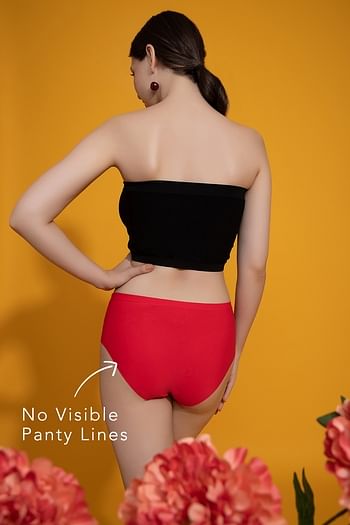 Back listing image for Mid Waist Seamless Laser-Cut Hipster Panty in Red