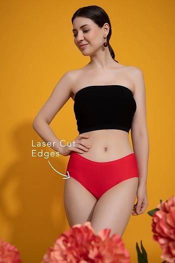 Front listing image for Mid Waist Seamless Laser-Cut Hipster Panty in Red