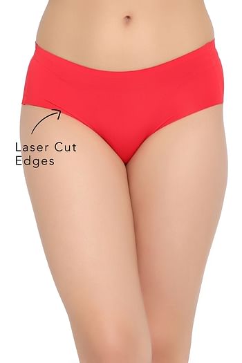 Front listing image for Mid Waist Seamless Laser Cut Hipster Panty in Red	