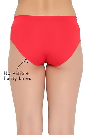 Back listing image for Mid Waist Seamless Laser Cut Hipster Panty in Red	