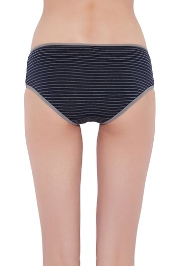Back listing image for Mid Waist Striped Hipster Panty in Navy - Cotton	