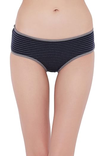 Front listing image for Mid Waist Striped Hipster Panty in Navy - Cotton	