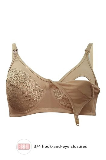Front listing image for        Non-Padded Non-Wired Feeding Bra in Nude - Cotton Rich